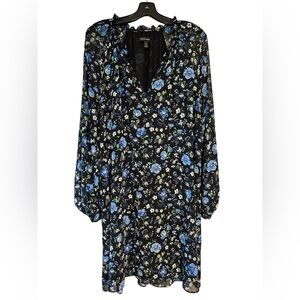 Banana Republic Black and Blue Floral Midi Dress